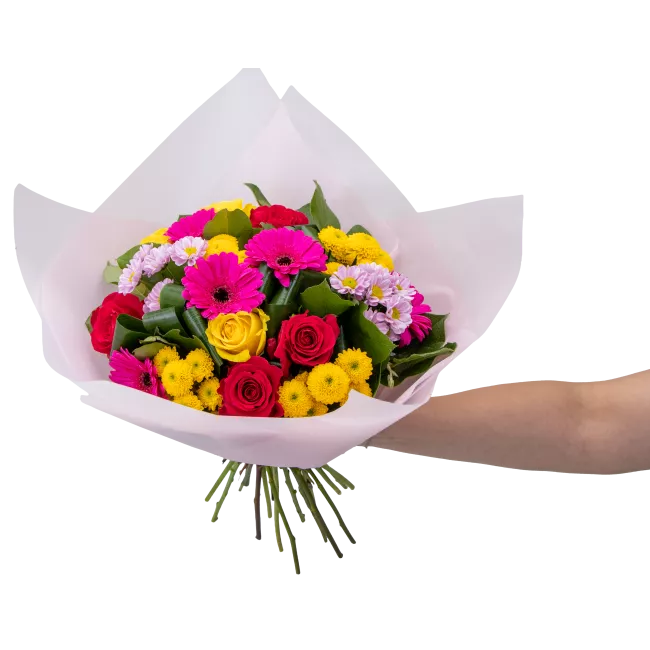 Bouquet with roses and germinis